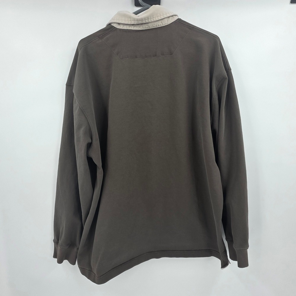 L.L. BEAN RUGBY POLO SHIRT MENS XL OLIVE GREEN VINTAGE LONG SLEEVE PREPPY BAGGY - Picture 7 of 13
